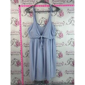 Ripe Dress tie up ribbon bow stripes Blue and White Striped Tie-Front Sundress